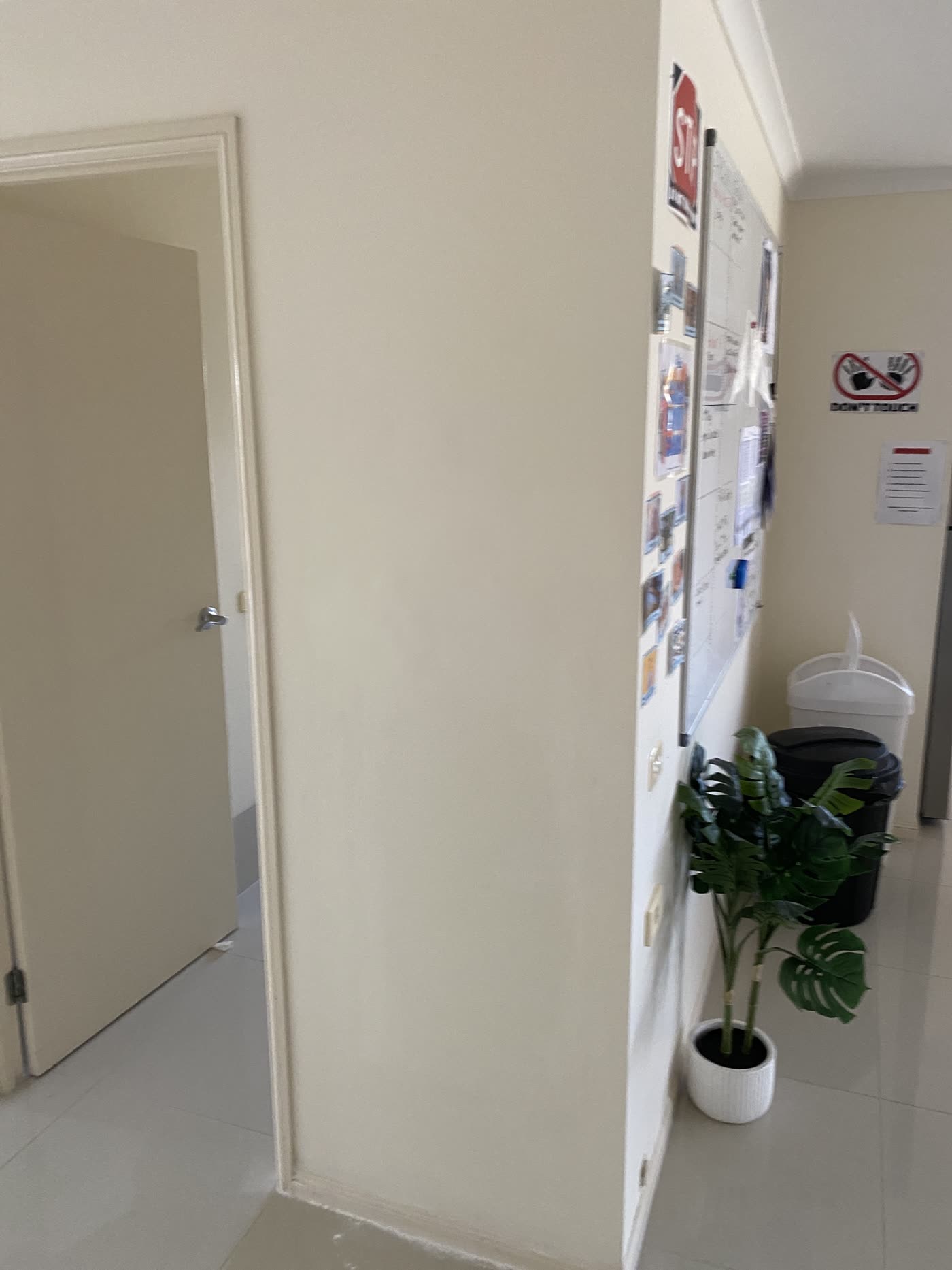 The same wall repaired and painted