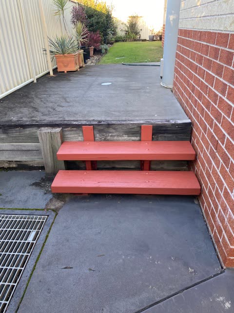 The same staircase with new treads fitted