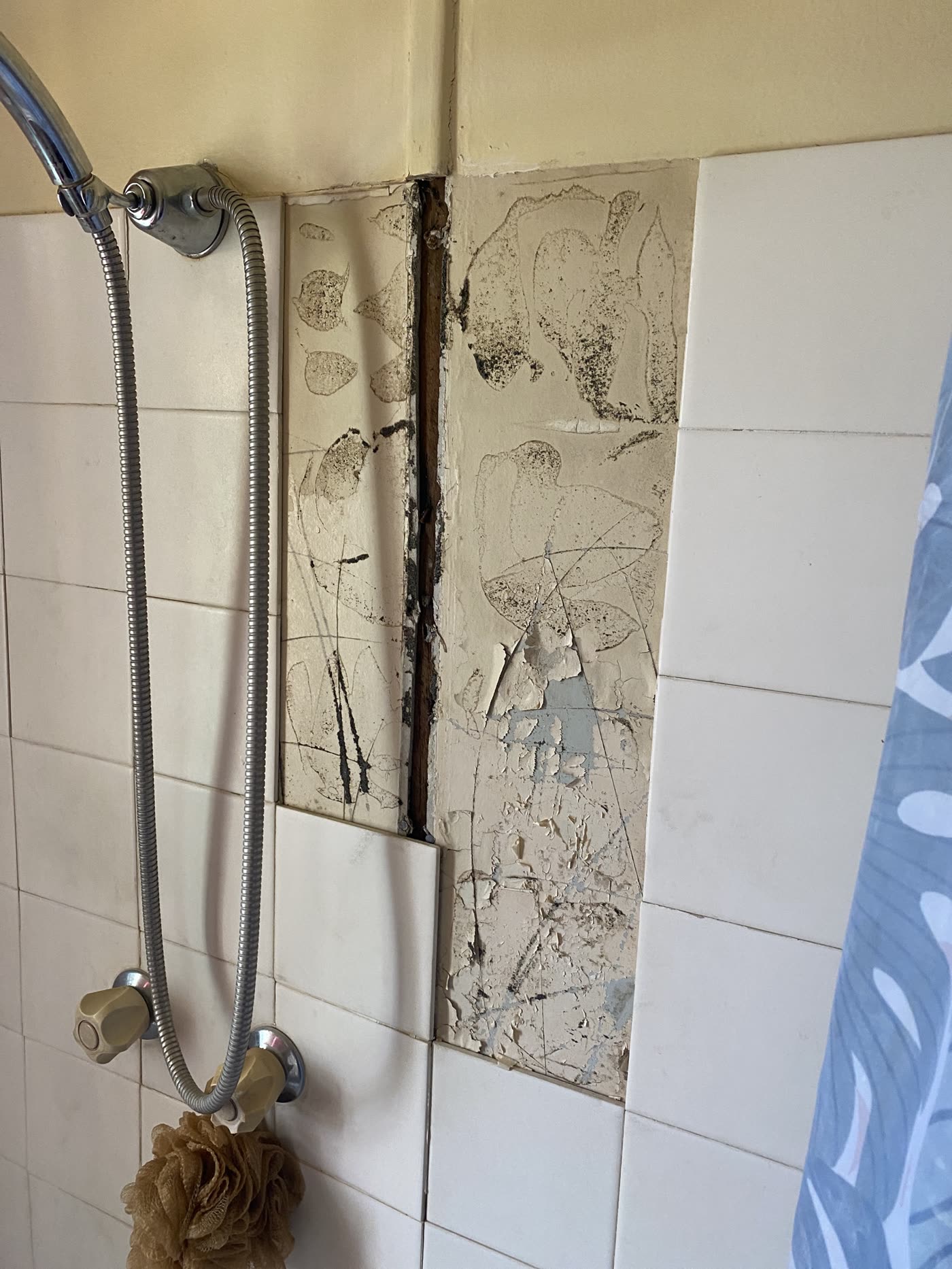 Cracked floor tiles